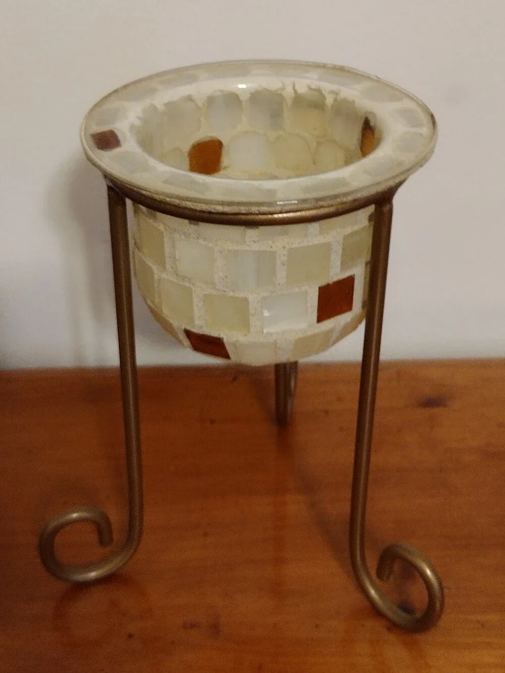 Metal Stand Mosaic Glass Candle Holder
